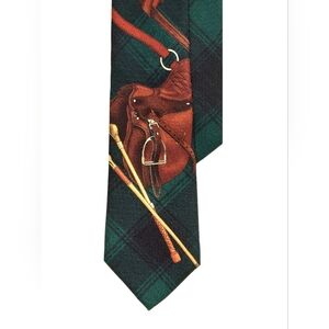 Polo by Ralph Lauren Equestrian-Print Plaid Wool Tie